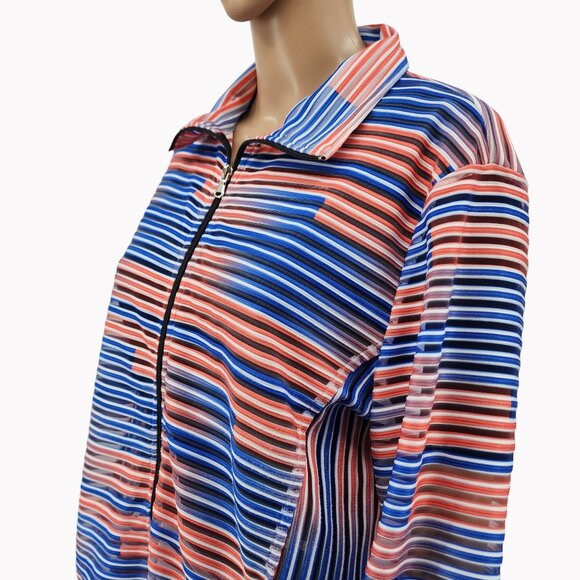 Erin London Size XL Womens Striped Sheer Full Zip Jacket 44in Chest - Picture 4 of 10